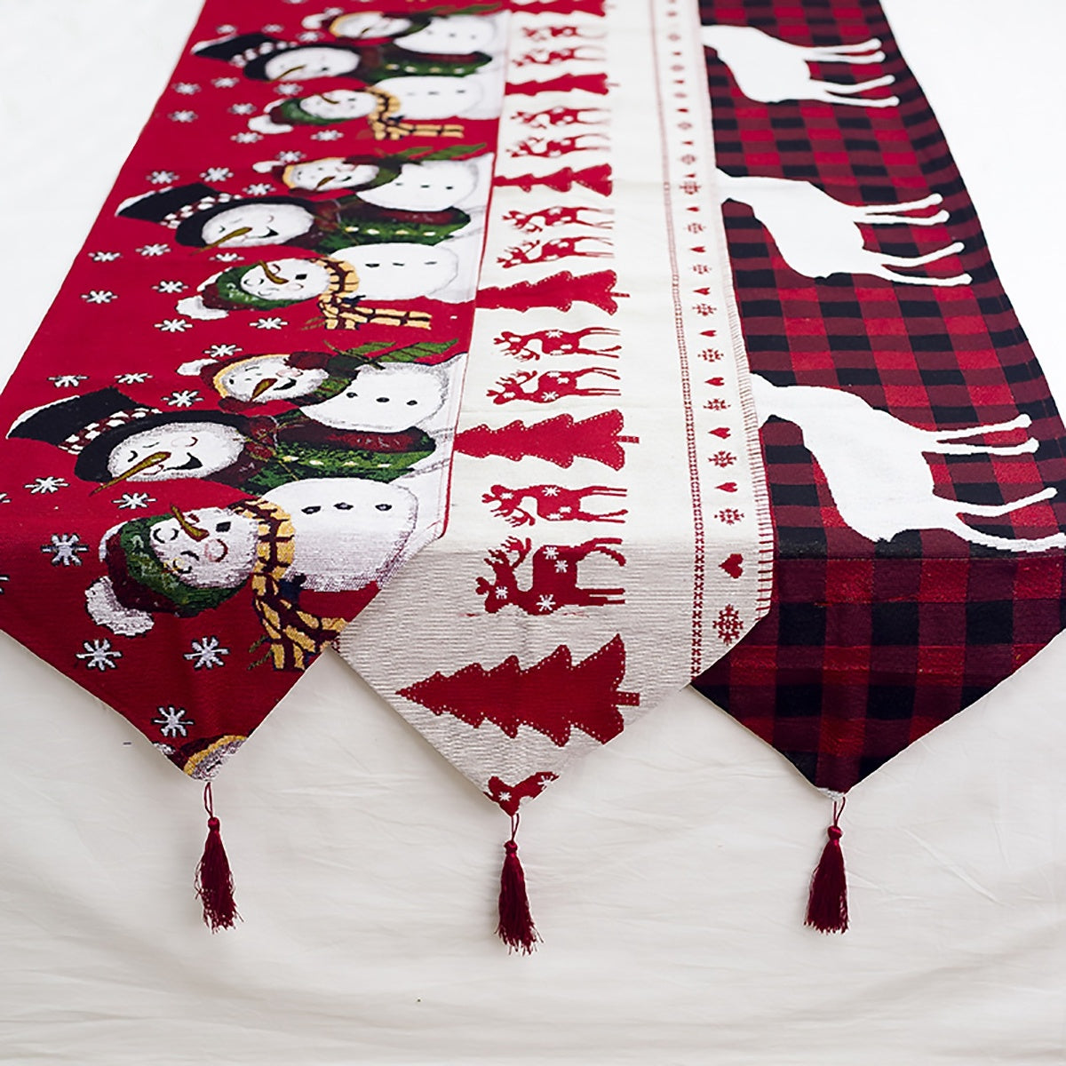 Christmas Elk Snowman Table Runner Merry Christmas Decorations - Dana & Dekor