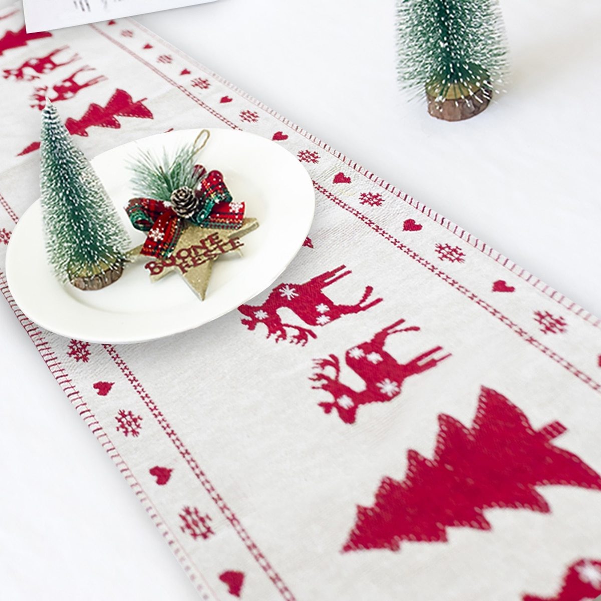 Christmas Elk Snowman Table Runner Merry Christmas Decorations - Dana & Dekor
