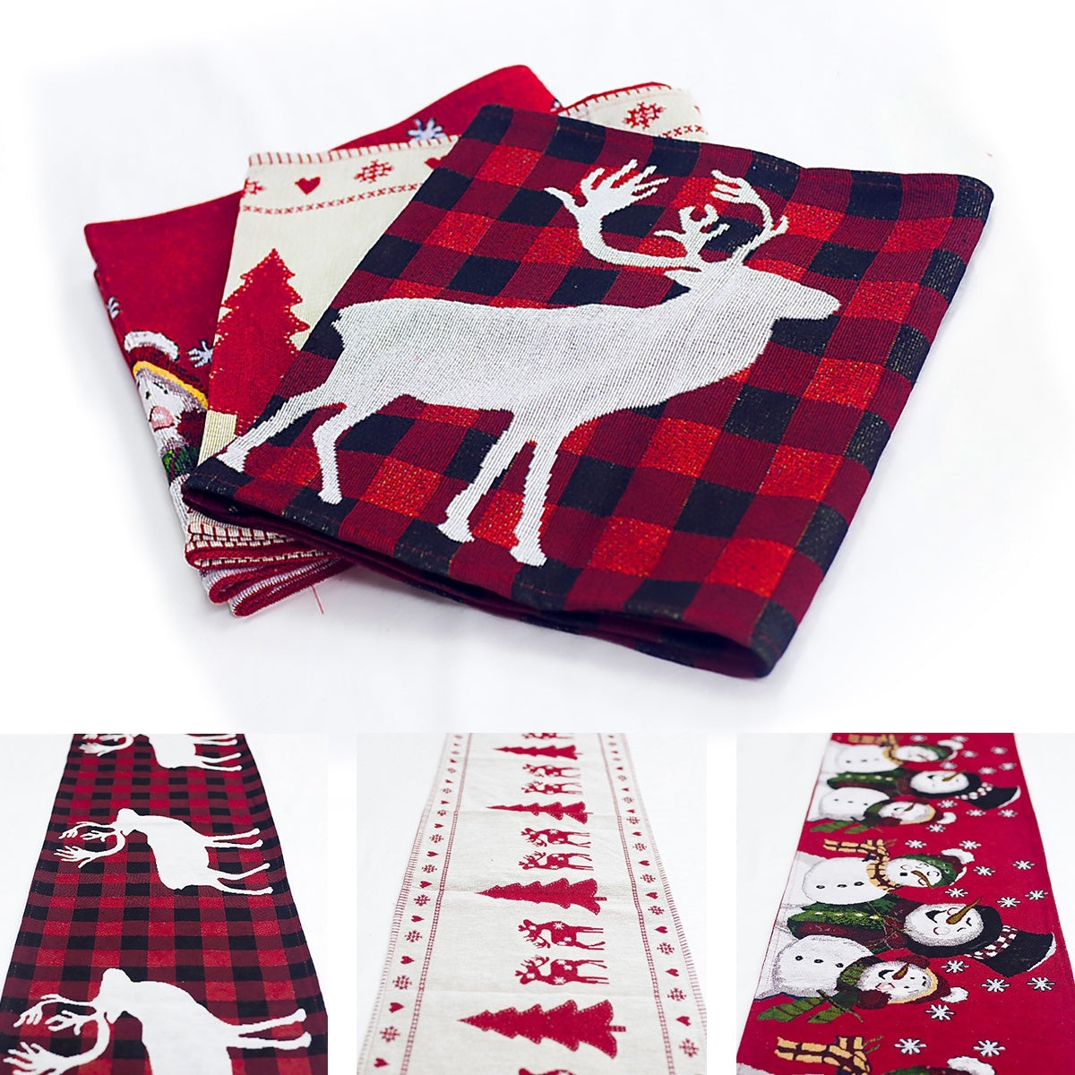Christmas Elk Snowman Table Runner Merry Christmas Decorations - Dana & Dekor