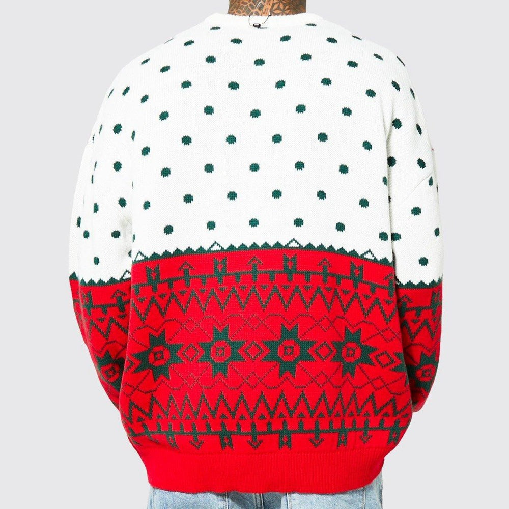 Men's New Fashion Knitted Jacquard Loose Round Neck Pullover Sweater For Autumn And Winter And Christmas - Dana & Dekor