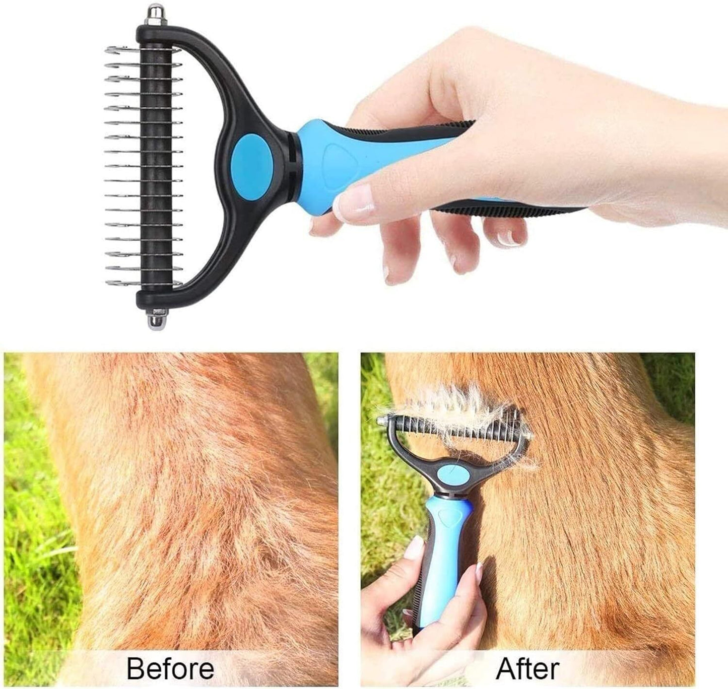 Deshedding Brush For Dog And Cat Pet Grooming Rake Dematting Comb Double Sided - Dana & Dekor 