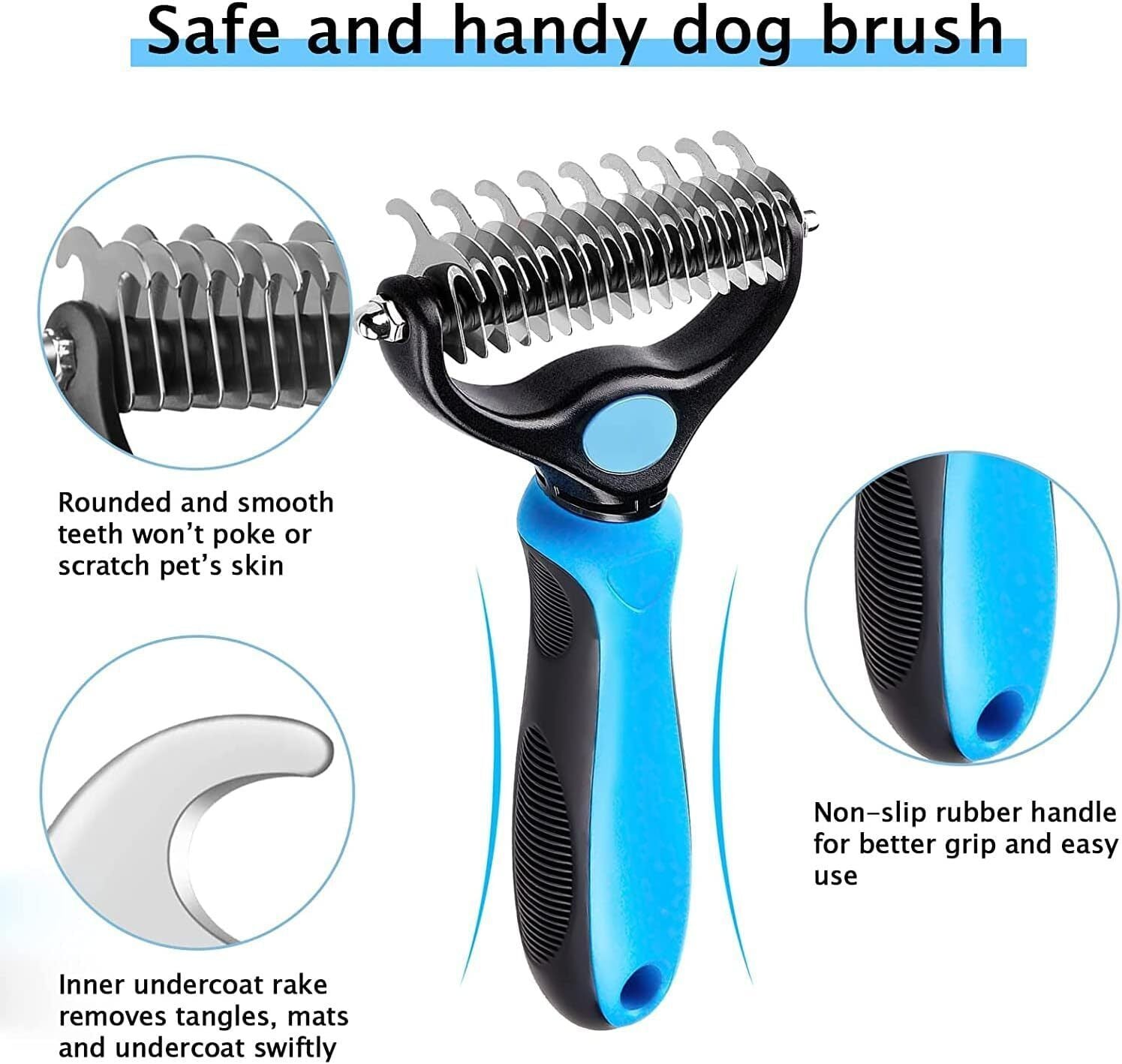 Deshedding Brush For Dog And Cat Pet Grooming Rake Dematting Comb Double Sided - Dana & Dekor 