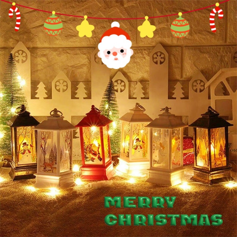 Christmas Portable Oil Lamp Santa Claus LED Night Lights Battery Powered Indoor Outdoor Hanging Lanterns Festive Party Decoration - Dana & Dekor 