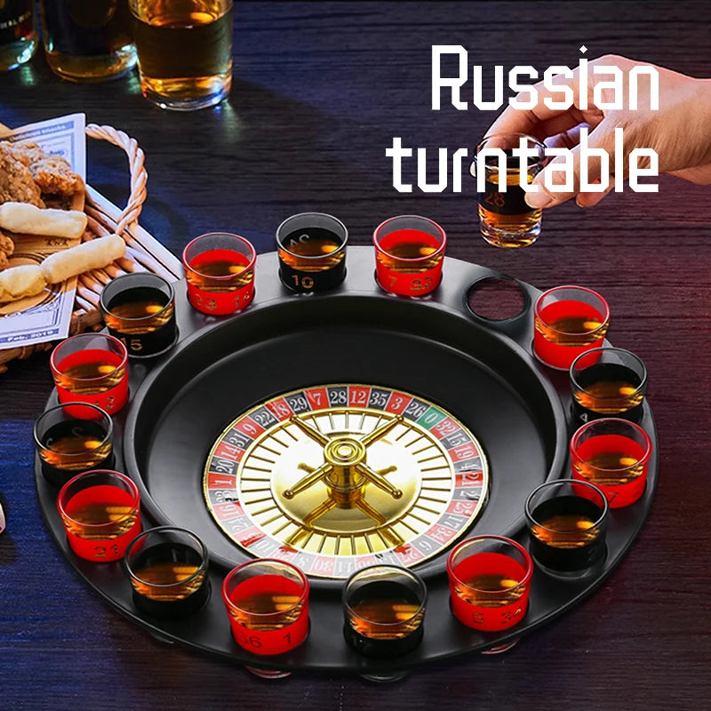 Bar Funny Tools Russia Turntable Shot Glass Russian Drinking Roulette Game Set 16 Shots - Dana & Dekor 