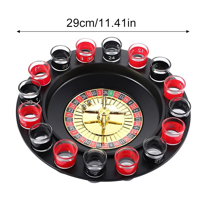 Bar Funny Tools Russia Turntable Shot Glass Russian Drinking Roulette Game Set 16 Shots - Dana & Dekor 