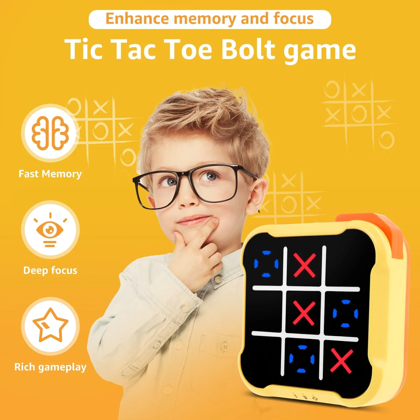 Tic Tac Toe Game Children Electronic Toys Noughts and Crosses Game Memory Training Infinite Portable Travel Games for Kids Adult - Dana & Dekor 