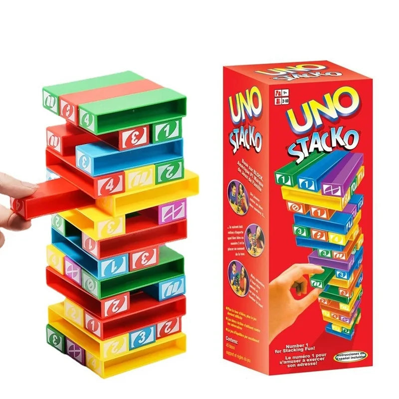 Stacko UNO Card Board Games Family Entertainment Poker Party Early Education Puzzle Stackoed Toys Playing Cards Birthday Gift - Dana & Dekor 