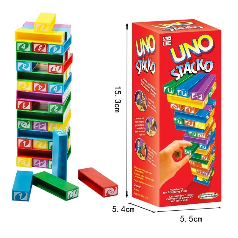 Stacko UNO Card Board Games Family Entertainment Poker Party Early Education Puzzle Stackoed Toys Playing Cards Birthday Gift - Dana & Dekor 