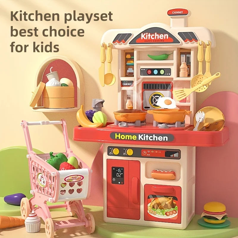 Realistic Pretend Play Cooking Toy for Kids, Chef Playset Kitchen Accessories, Lights & Sounds,for Toddles Girls Boys Ages 3+ - Dana & Dekor 