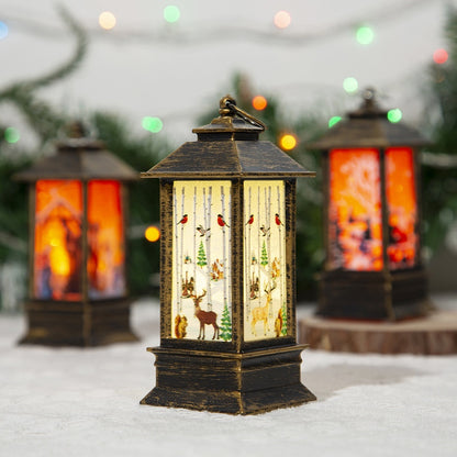 Christmas Portable Oil Lamp Santa Claus LED Night Lights Battery Powered Indoor Outdoor Hanging Lanterns Festive Party Decoration - Dana & Dekor 