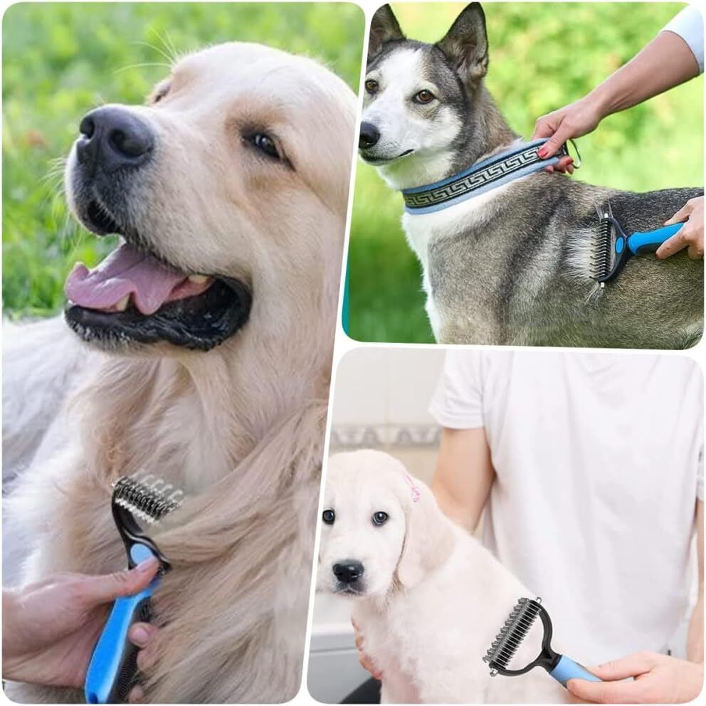 Deshedding Brush For Dog And Cat Pet Grooming Rake Dematting Comb Double Sided - Dana & Dekor 