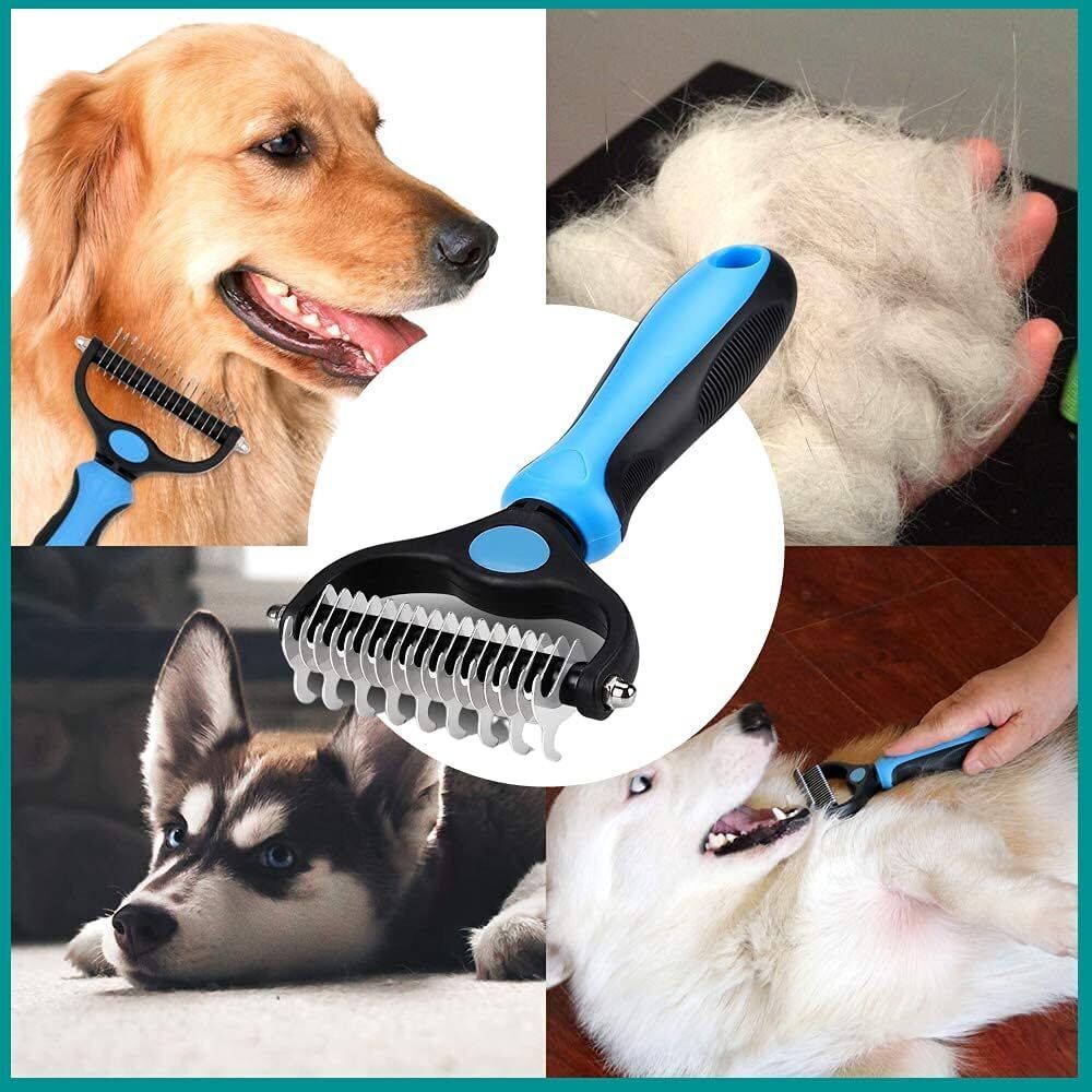 Deshedding Brush For Dog And Cat Pet Grooming Rake Dematting Comb Double Sided - Dana & Dekor 