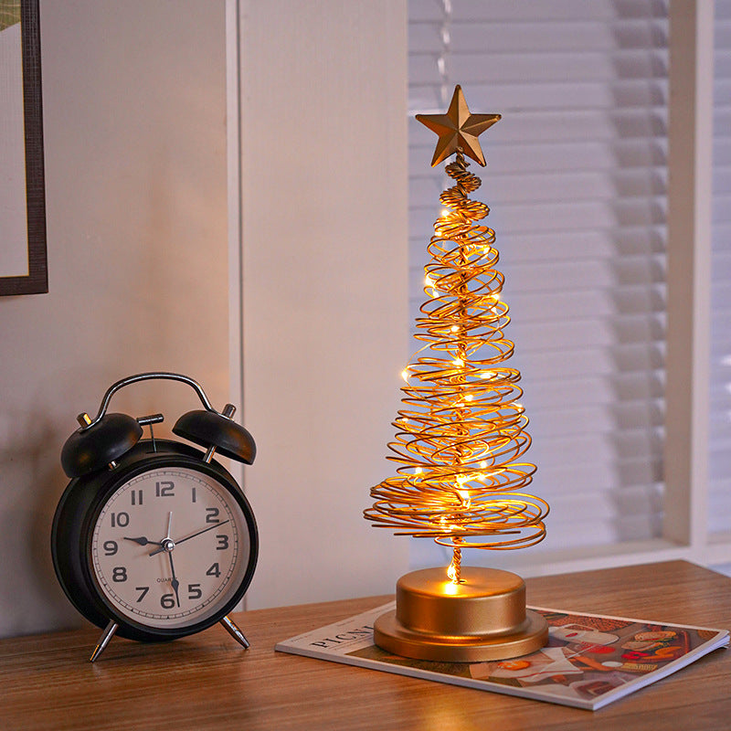 LED Weihnachtsbaum Spirallicht Tischdekoration Schmiedeeisen Weihnachtsbaum Schlafzimmer Schreibtischlampe Weihnachtsatmosphäre Nachtlicht Dekor